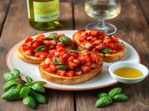 Receita de Bruschetta de Tomate: O Frescor Ideal com Vinho Verde ou Pinot Grigio